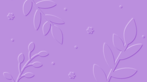 Фиолетовый фон с листьями в бумажном стиле