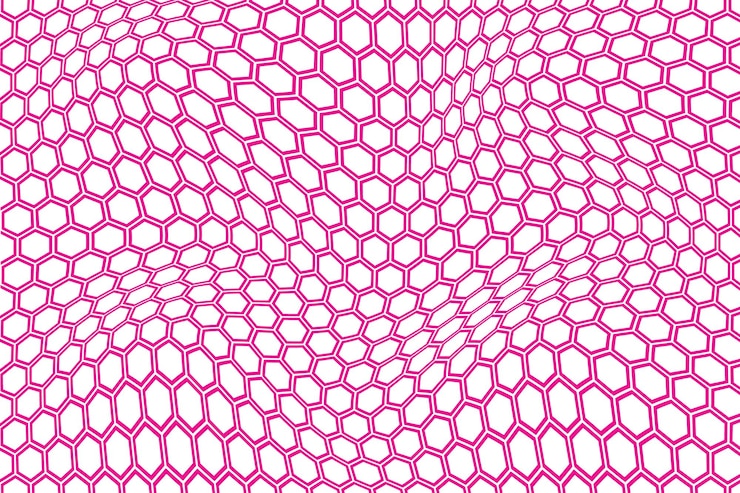 Vector a purple background with a pattern of hexagons