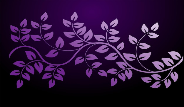 Purple background with a plant and leaves