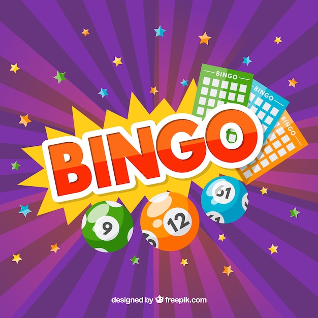 Sfondo viola con stelle e elementi di bingo