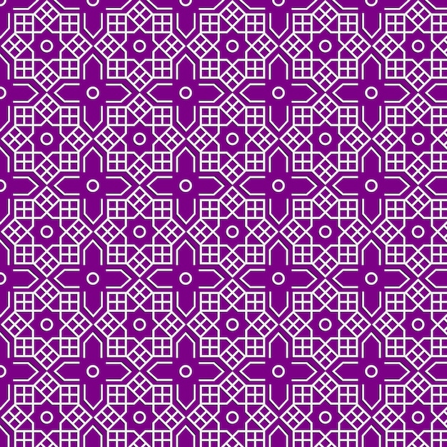 A purple background with white and black geometric pattern.