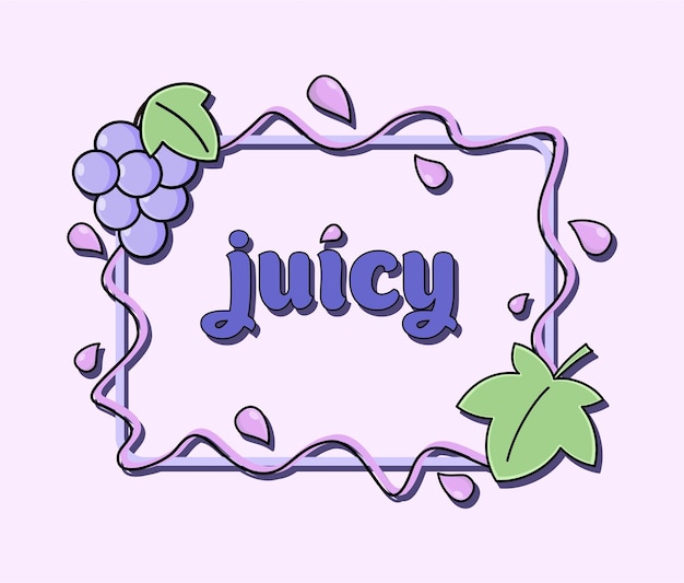 Vector a purple background with the word juicy in blue letters.