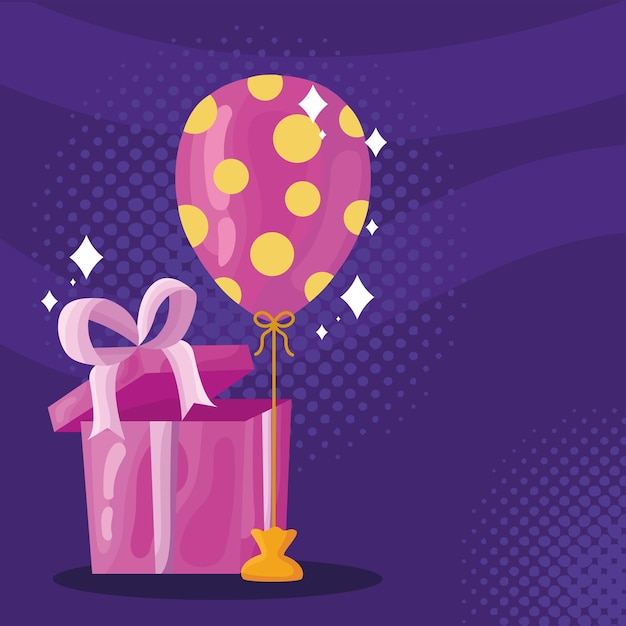 Фиолетовый шар с гелием и подарок