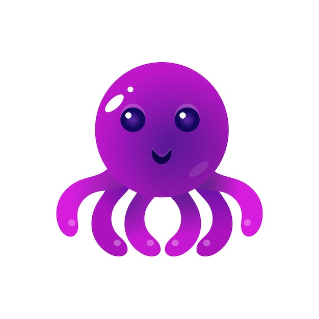 Purple Balloon Octopus Character Flat Isolated Vector Image In Childish Primitive Style On White Background