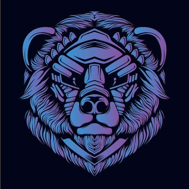 Purple bear head illustration