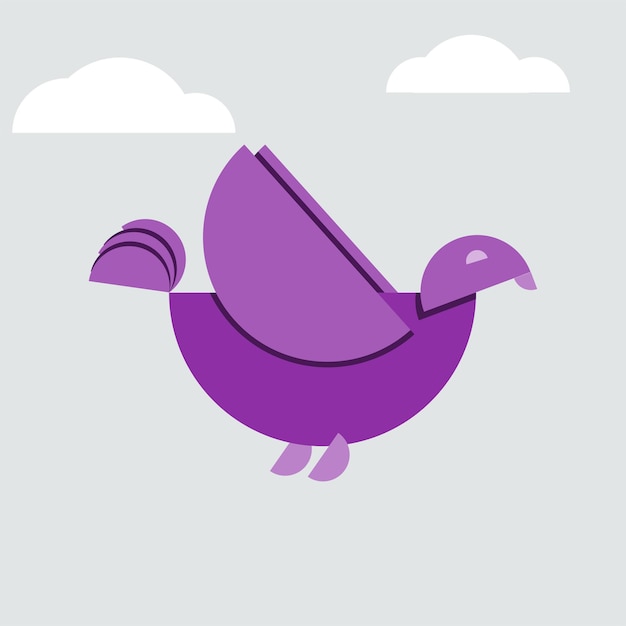 A purple bird in flat vector style