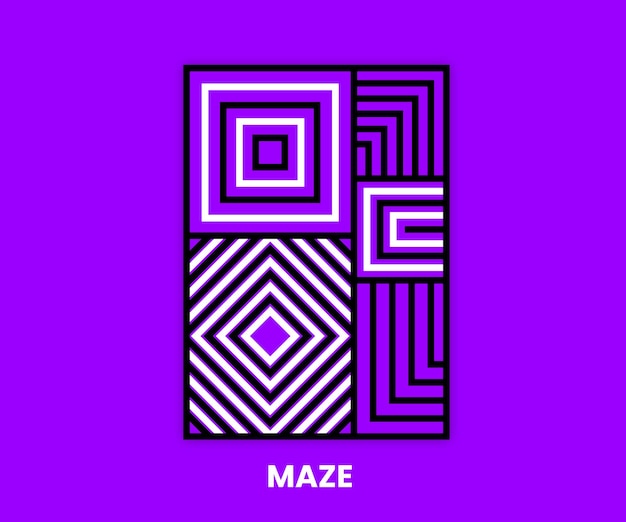 Vector purple and black maze logo with the title maze.