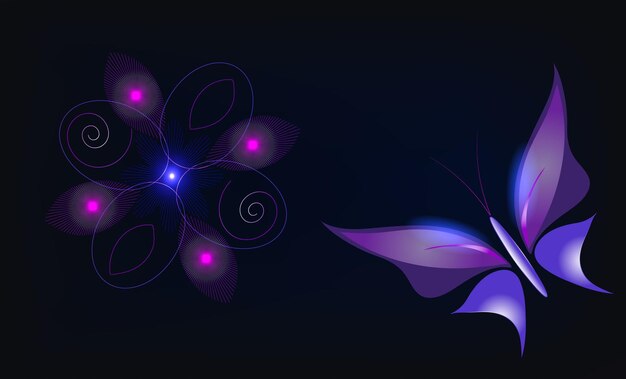 purple and blue butterfly in a dark background