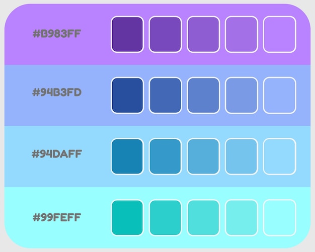 Purple blue color palette vector neon colors catalog rgb pantone colors colour matching