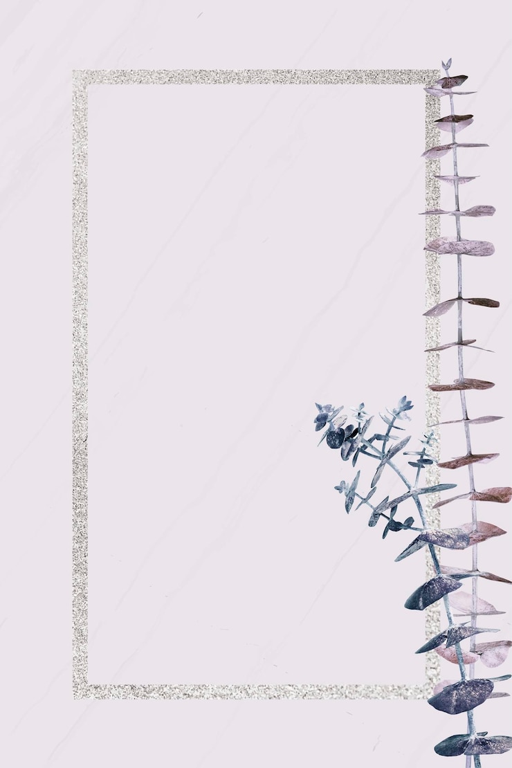 Vector purple and blue eucalyptus branch with rectangle frame template