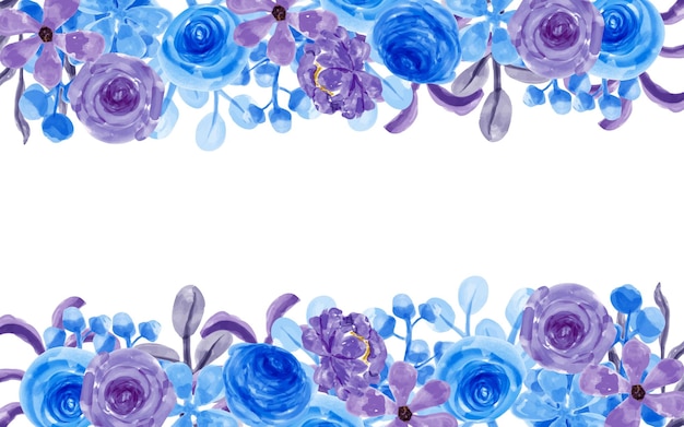 수채화와 보라색 파란색 꽃 배경