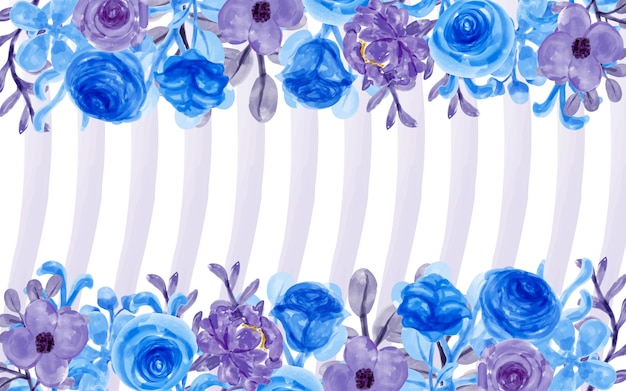 Vector purple blue flower background with watercolor