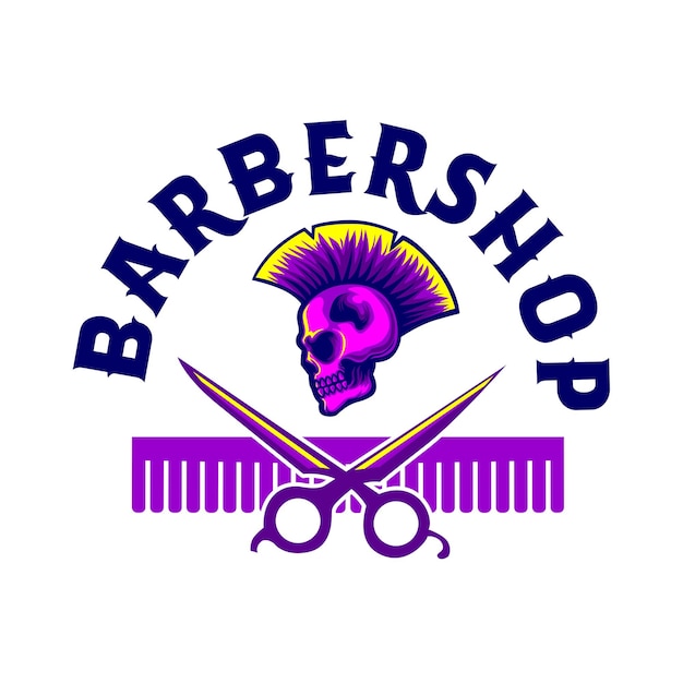 Vector a purple and blue logo for a barber shop