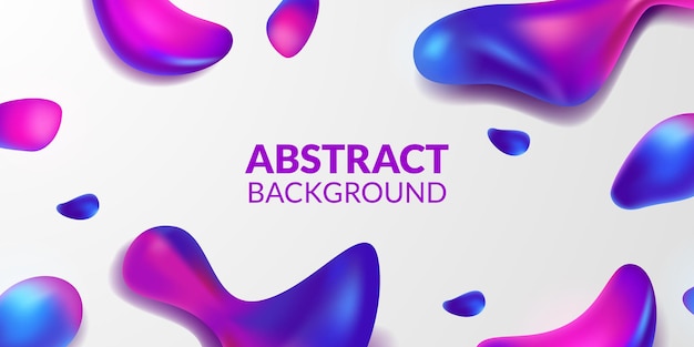 Vector purple blue neon abstract drop blob dynamic shape fluid bubble vivid bright vibrant element with white background