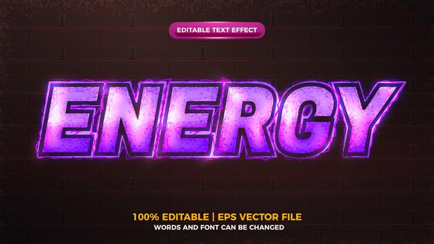 Purple bolt energy elictric wave editable text effect