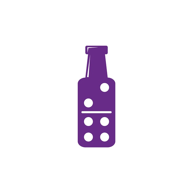 Фиолетовая бутылка пива на белом фоне
