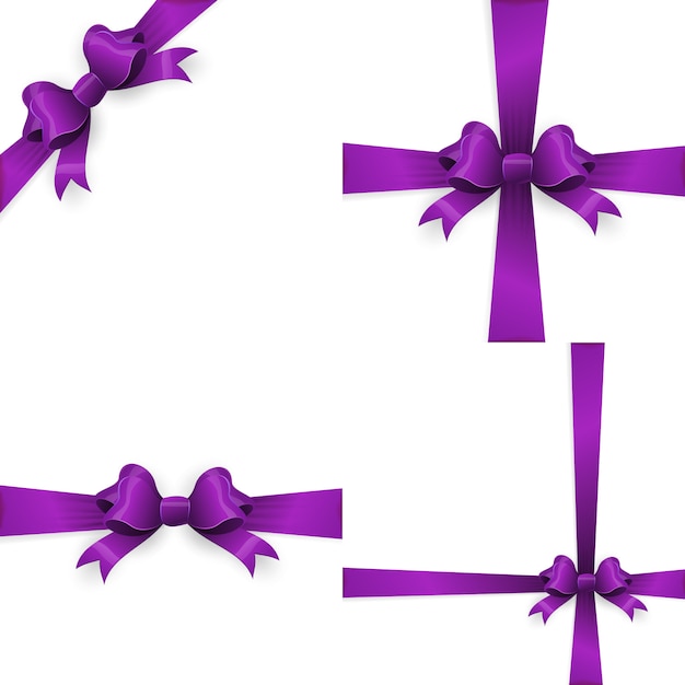 Purple bow and purple ribbon, gift.