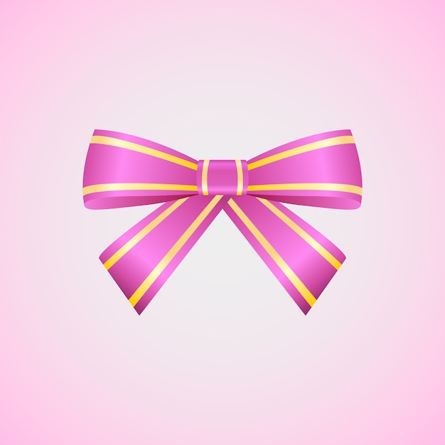 Vector purple bow with gold stripes.