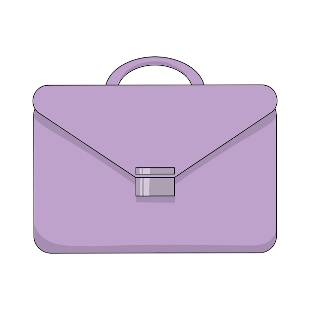 Purple briefcase Documents business meeting appointment hold securities papers metal rivet portfolio case schoolbag carry personal items dress code Vector illustration on white backround