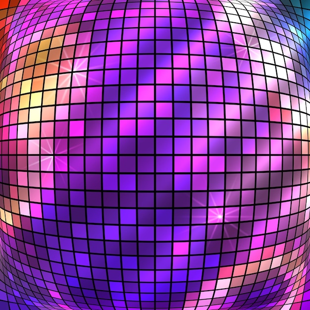 Vector purple bright glowing mosaic squares convex ball