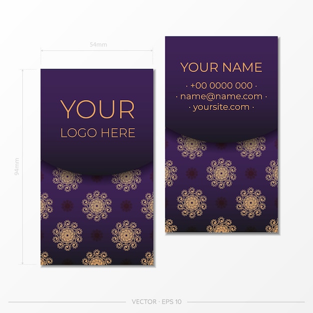 Purple business cards decorative business card ornaments oriental pattern illustration