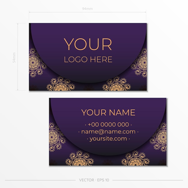 Фиолетовый шаблон визитной карточки декоративные украшения визитной карточки восточный узор иллюстрации