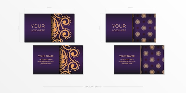 Purple Business cards with decorative ornaments business cards oriental pattern illustration