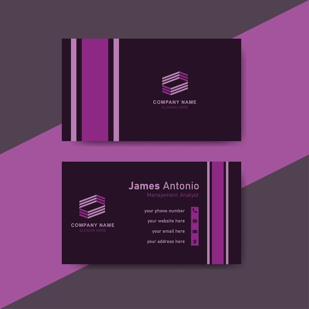 紫のビジネス ID カード テンプレートのコンセプト