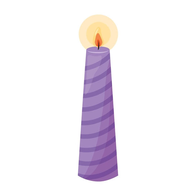 Vector purple candle isolated over white background . vector illustration