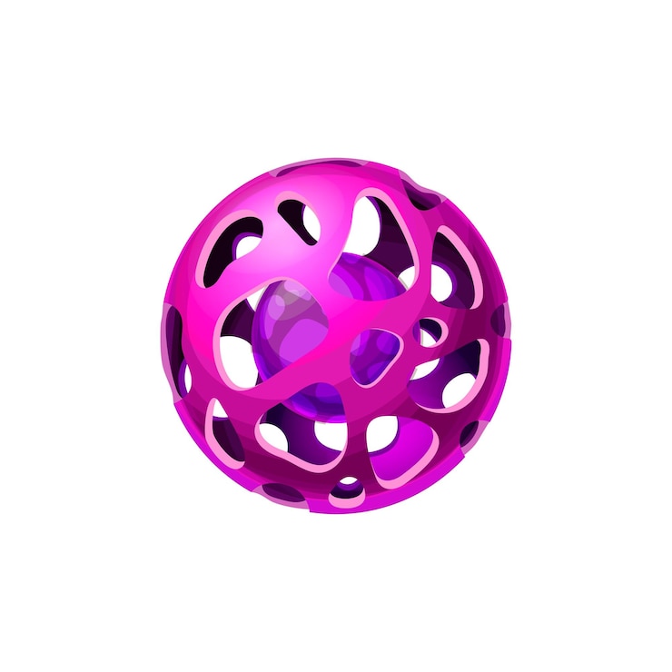 Vector purple cartoon alien fiction world magma planet of round shape empty inside planet of fire outer space globe atmosphere habitable planet sphere ui game element user interface design object