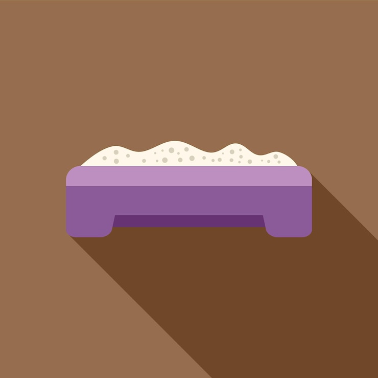 Vector purple cat litter box full of sand illustration