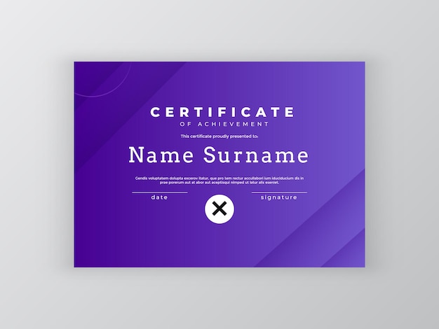 Purple certificate design template