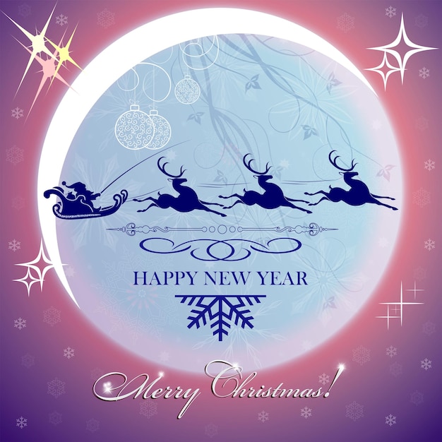 Purple christmas background with moon