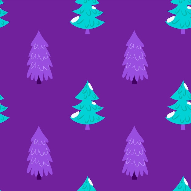 Purple Christmas Tree Seamless Pattern