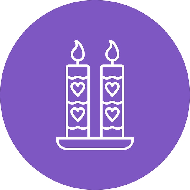 a purple circle with two candles in it