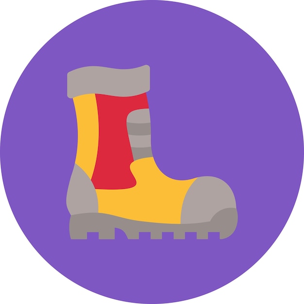 Vector a purple circle with a yellow and red boot on it