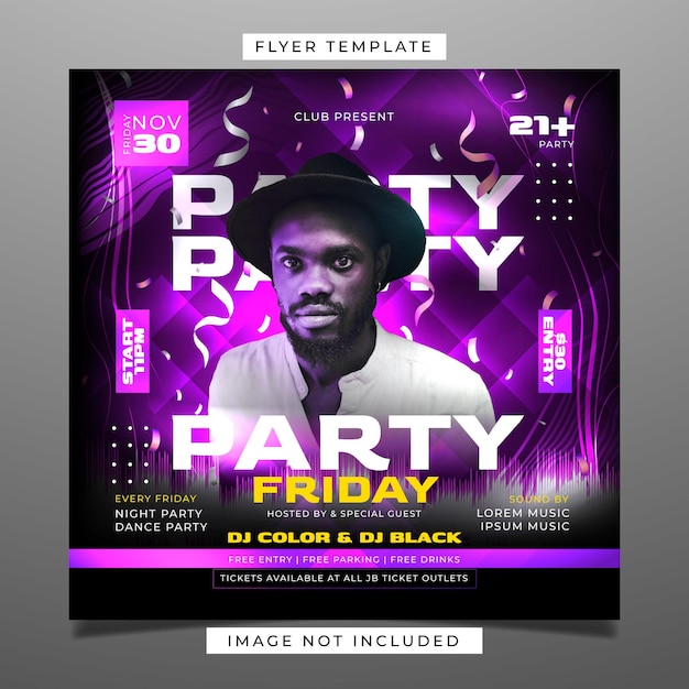 Purple club party flyer template