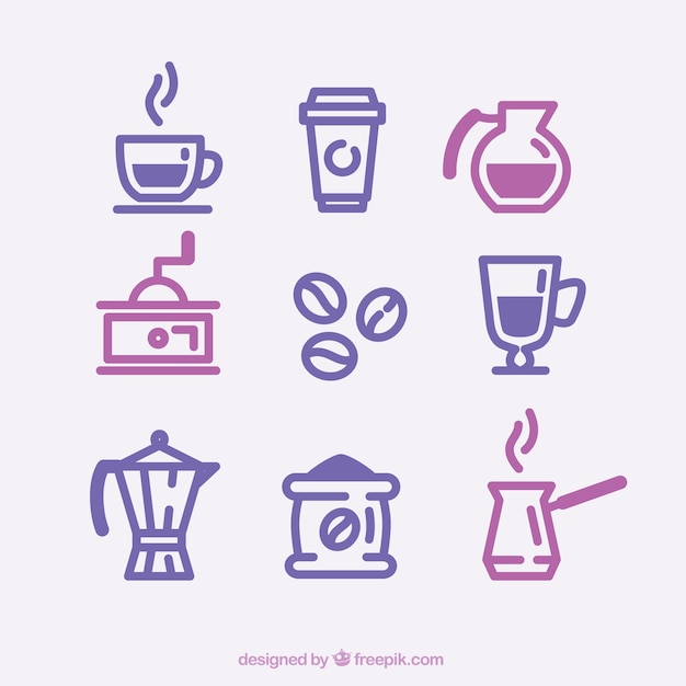 Purple coffee icons