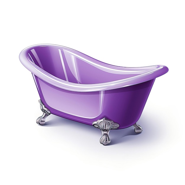 Vector purple color bathtub isometric vector white background is