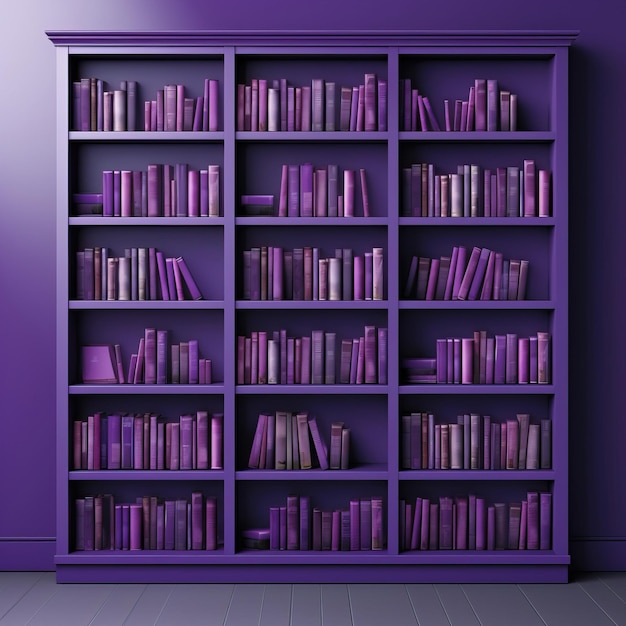 Purple color Bookshelf flat vector white background isola