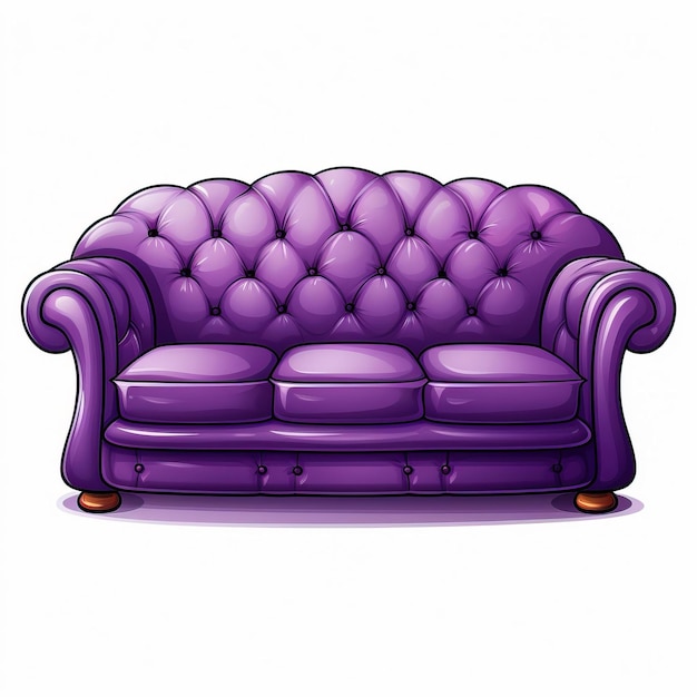 Purple color Couch cartoon vector white background isolat