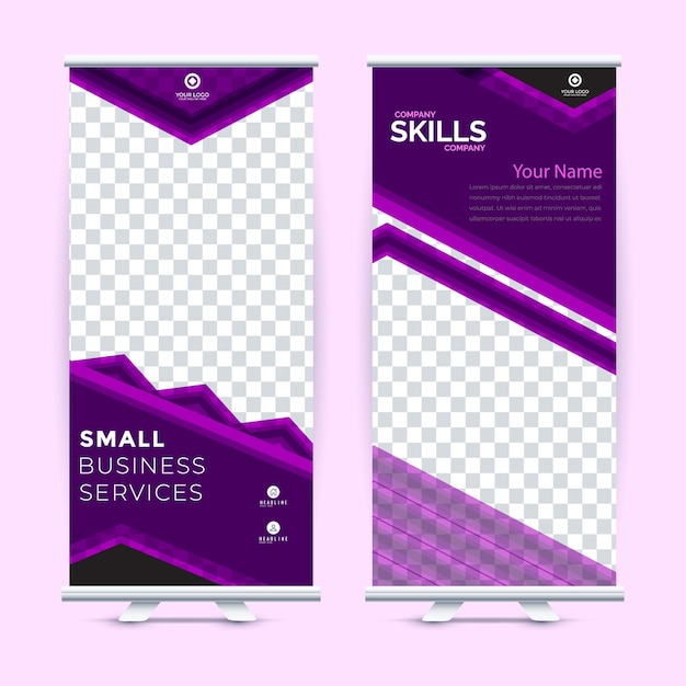 purple color Creative roll-up business banner design template