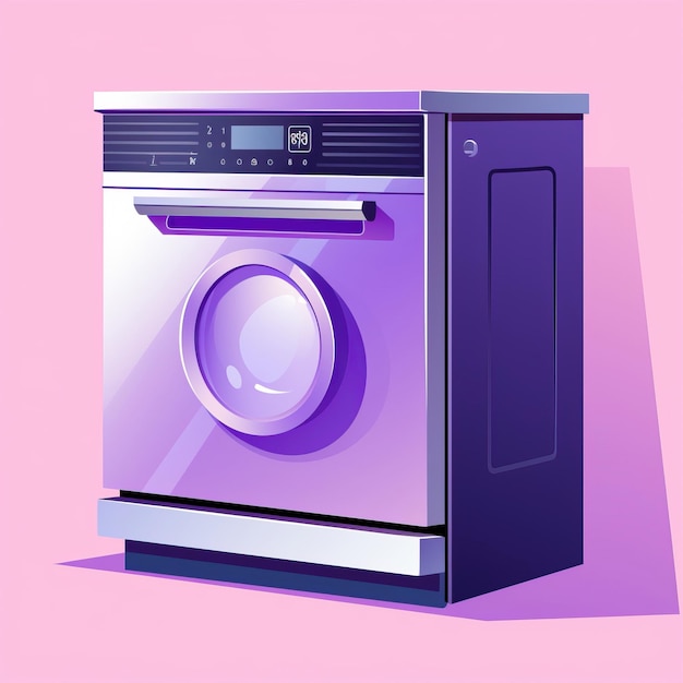 Purple color dishwasher flat vector white background isol