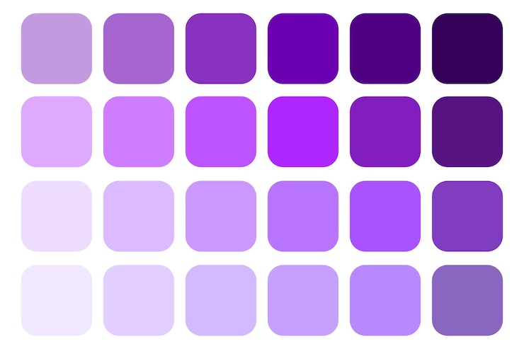 Vector purple color palette gradient shades vector lilac and violet tones cool color variations