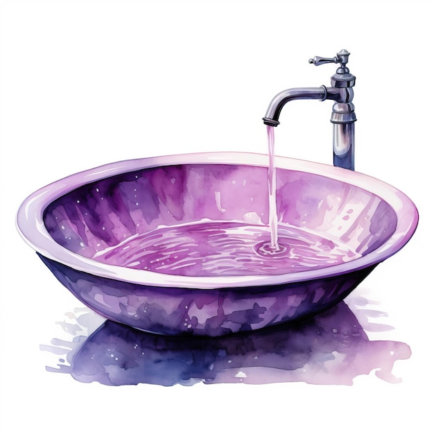 Purple color Sink watercolor vector white background isol