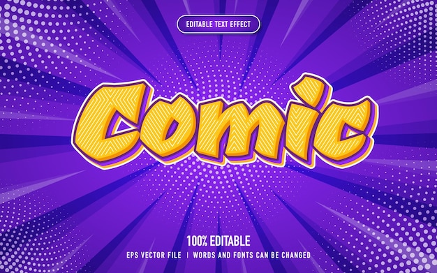 Purple color text effect comic style