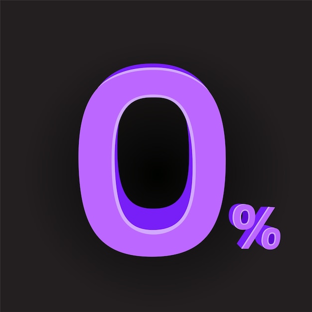Vector purple color zero percent pay business sign