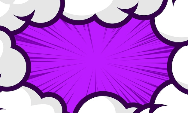 Vector purple comic background with cloud