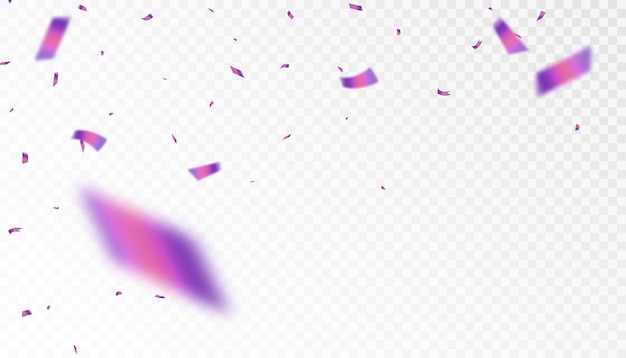 Purple confetti isolated on transparent background Falling serpentine Realistic bright serpentine