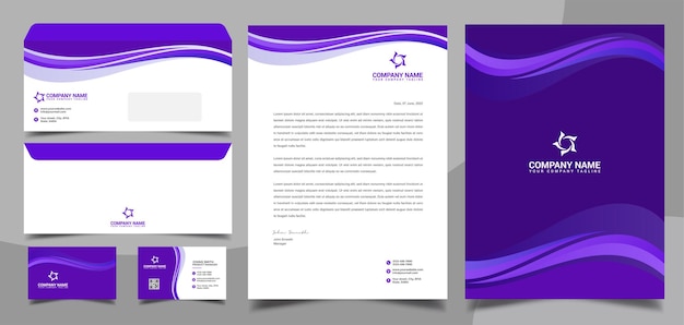 보라색 기업 비즈니스 문구 디자인 서식 파일 레터 헤드 명함 봉투 표지